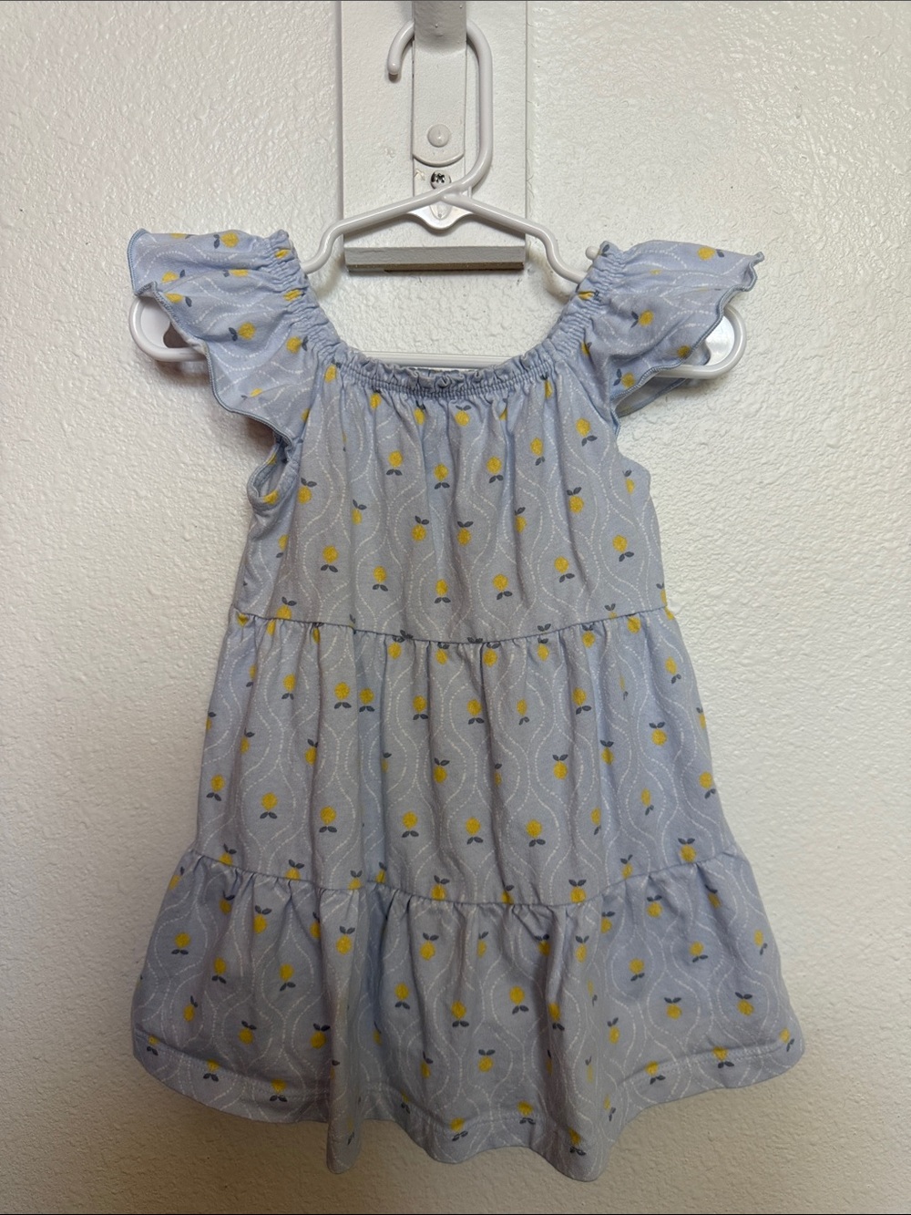 Light Blue, Lemon Print Dress
